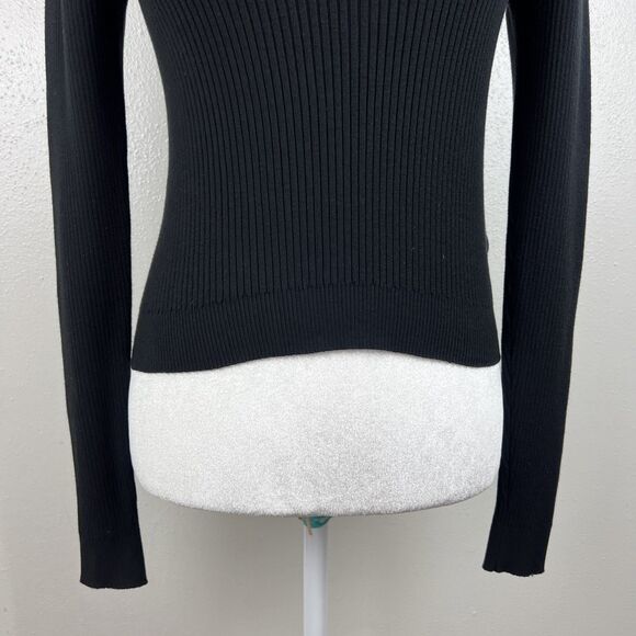 Divided Sweater Women Small Black Ribbed Knit Pullover Mock Neck Long Sleeve - Picture 8 of 14